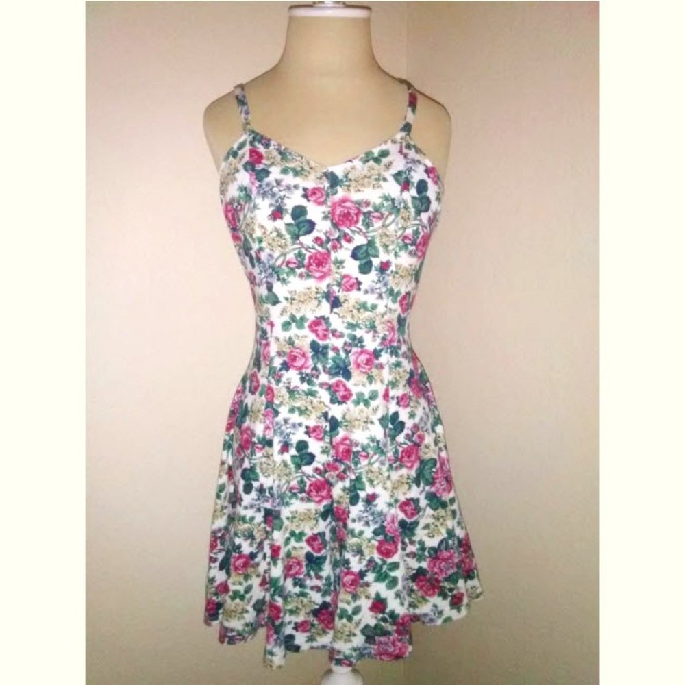 90s floral print spaghetti strap romper coulettes romper